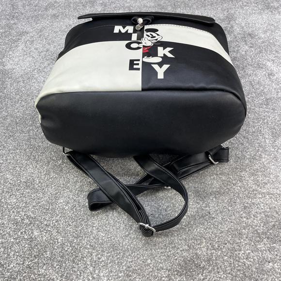 DISNEY X MICKEY MOUSE BLACK BACKPACK FAUX LEATHER WHITE SATCHEL GRAPHIC Y2K - Picture 3 of 6